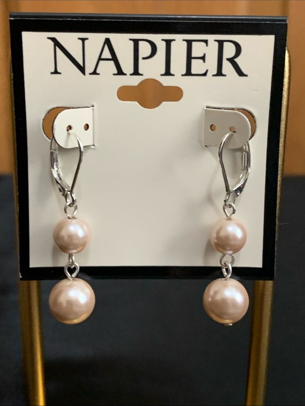 NWT Napier silver tone faux pearl earrings